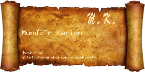 Munár Karion névjegykártya
